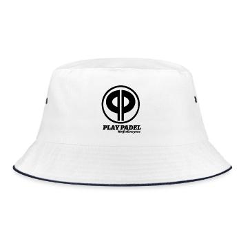 Reinschwarz: Minimale Silhouette - Bucket Hat - Weiß/Navy - Vorne