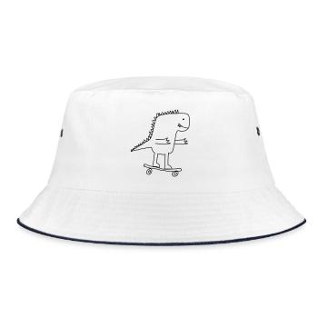Dino sur Skateboard - Dessin animé cool pour les nerds - Bob - blanc/marine - Devant