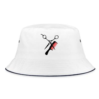 Scissors and comb logo for hair salon. - Bucket Hat - white/navy - Front