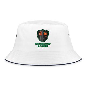 Chainsaw Power Coat of Arms -Fuel can, timber tong - Bucket Hat - white/navy - Front