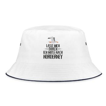 Lasst mich durch ich muss nach Norderney Möwe - Bucket Hat - Weiß/Navy - Vorne