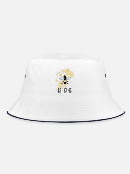 Biene Be Bee Kind - Bucket Hat - Weiß/Navy - Vorne