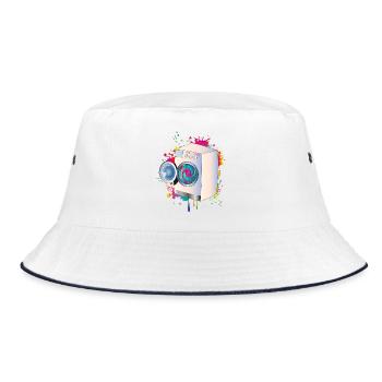 Washing machine in graffiti style with colored linen - Bucket Hat - white/navy - Front