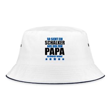 Schalker Papa | Schalke Vatertags Geschenkidee - Bucket Hat - Weiß/Navy - Vorne