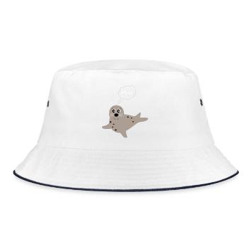 Seehund Seehunde Robbe Robben Tiere - Bucket Hat - Weiß/Navy - Vorne