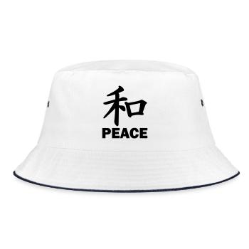 Peace Peace kanji japanese script blemish text 'PEACE - Bucket Hat - white/navy - Front