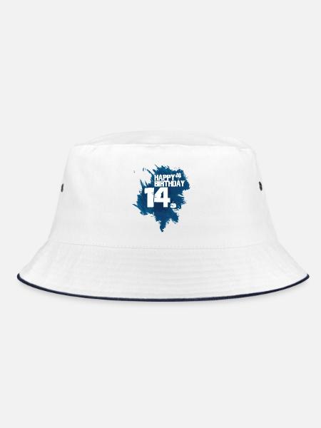 Happy Birthday - 14 Jahre - Bucket Hat - Weiß/Navy