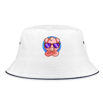 Little piglet with sunglasses - Bucket Hat - white/navy - Front