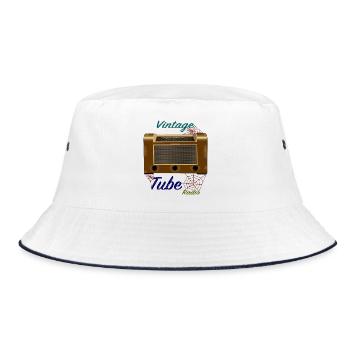 used Vintage Tube Radio - Bucket Hat - white/navy - Front