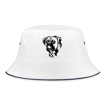 Boxer Kopf - Bucket Hat - Weiß/Navy - Vorne