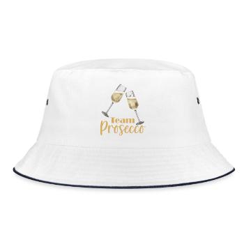 Team Prosecco mit Sektgläsern - Bucket Hat - Weiß/Navy - Vorne