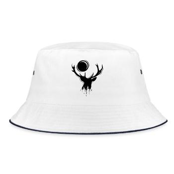 Deer Elk Symbol Moon Illustration Icon Logo - Bucket Hat - white/navy - Front