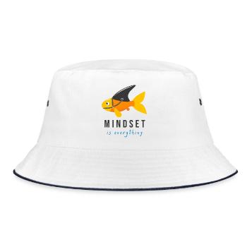 Mindset ist alles - Bucket Hat - Weiß/Navy - Vorne