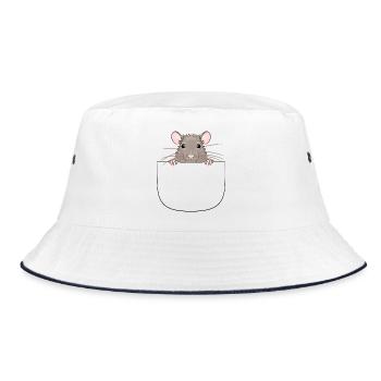 Mouse from pocket looks curious - Bucket Hat - white/navy - Front