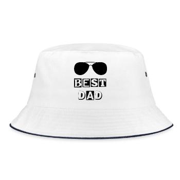 Typografie beste DAD-Lünette - Bucket Hat - Weiß/Navy - Vorne