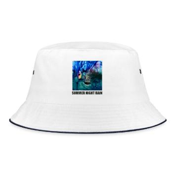 Summer Night Rain Wings Drops - Bucket Hat - white/navy - Front
