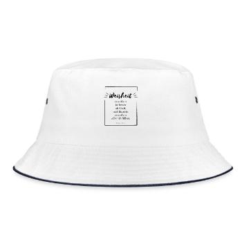 Weisheit erwerben ist besser als Gold - Bucket Hat - Weiß/Navy - Vorne