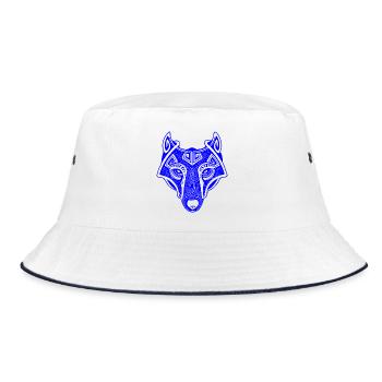 Viking Wolf blue transparent - Bucket Hat - white/navy - Front