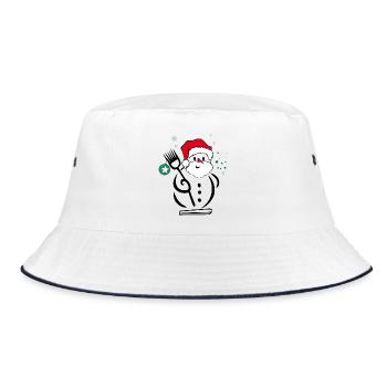 Snowman, Santa Claus - Bucket Hat - white/navy - Front