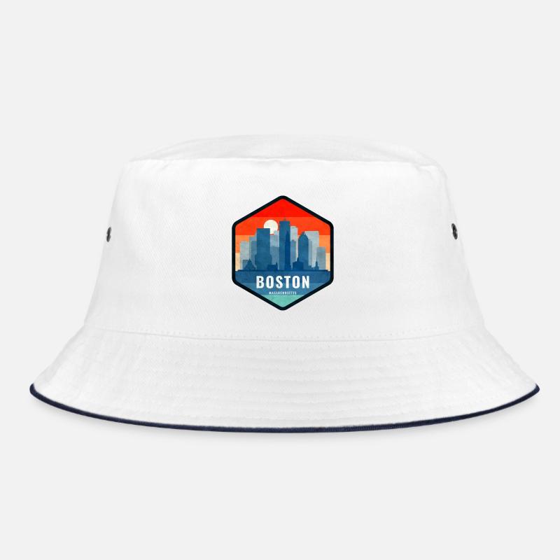 Boston Skyline Retro-Abzeichen Bucket Hat