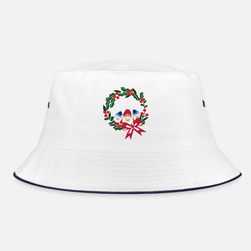 Three St. Nicholas Heads Wreath Bow Bucket Hat