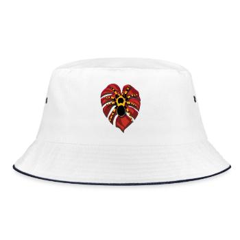 Tarantula | Spider on heart-shaped leaf - Bucket Hat - white/navy - Front