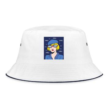Chill Pop Art Dame - Bucket Hat - Weiß/Navy - Vorne