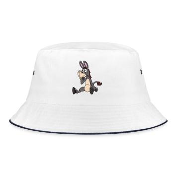 Sitzender Esel - Bucket Hat - Weiß/Navy - Vorne