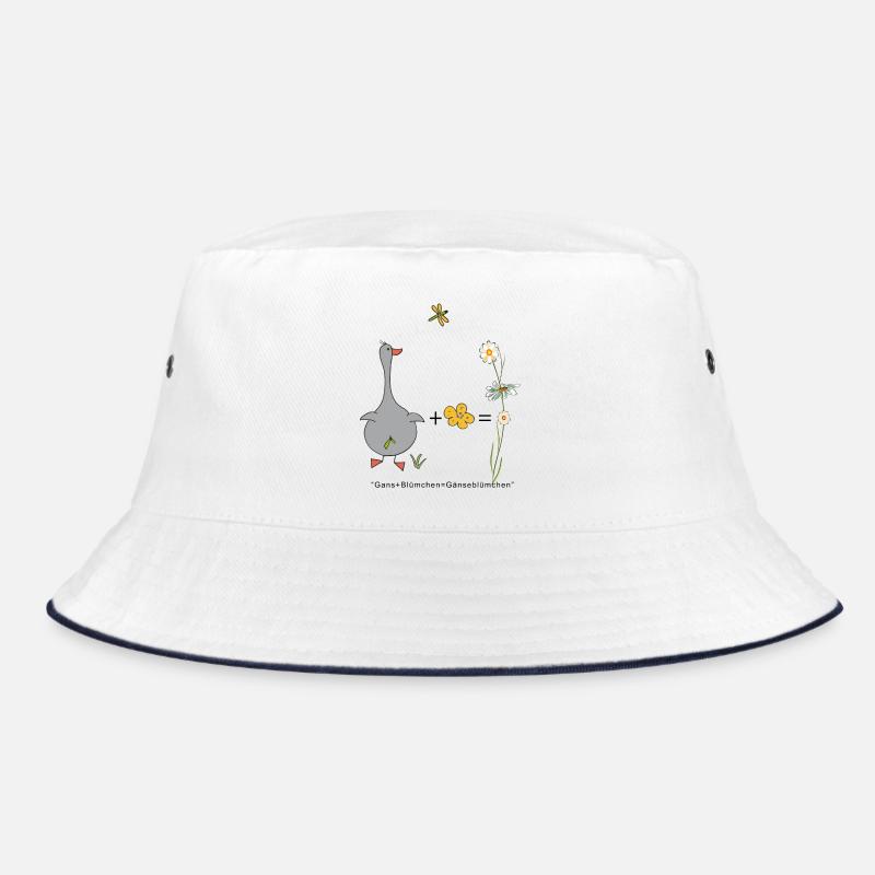 Gans und Blümchen gleich Gänseblümchen - Bucket Hat - Weiß/Navy