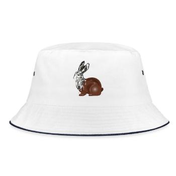 Chocolate Easter bunny in high-gloss chrome look - Bucket Hat - white/navy - Front