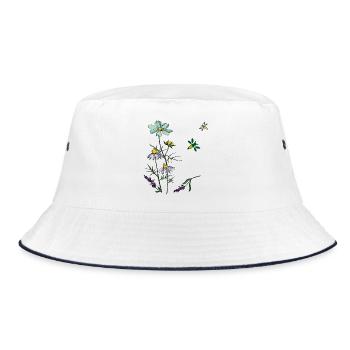 Herbes, camomille, abeilles - Bob - blanc/marine - Devant