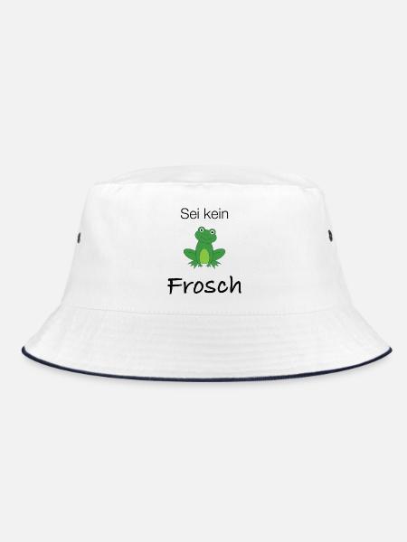 Sei kein Frosch - Bucket Hat - Weiß/Navy - Vorne