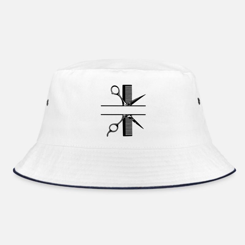 Scissors with comb text banner Bucket Hat