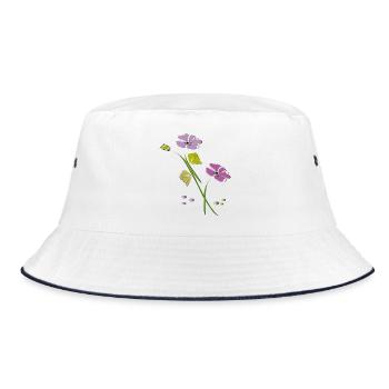 Blumen, Flowers - Bucket Hat - Weiß/Navy - Vorne