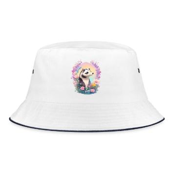 kleiner Dachs - Bucket Hat - Weiß/Navy - Vorne