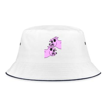 Schwein Schweine - Bucket Hat - Weiß/Navy - Vorne