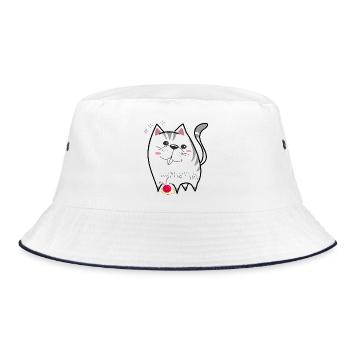 cute cat - Bucket Hat - white/navy - Front