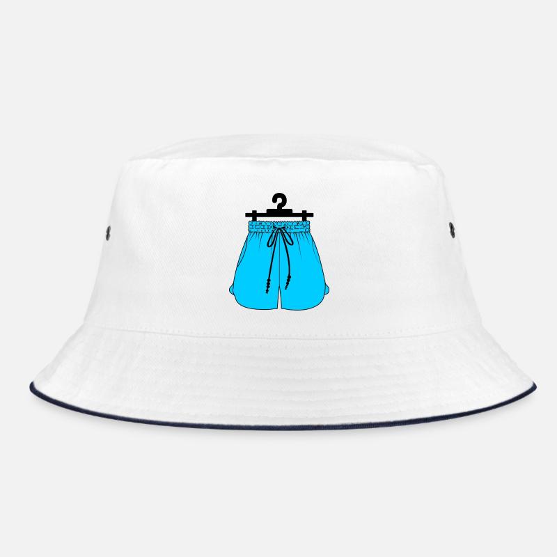 Blaue Sportshorts oder Jogginghosen an der Kleidung h Bucket Hat