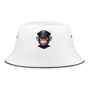 Police monkey - Bucket Hat - white/navy - Front