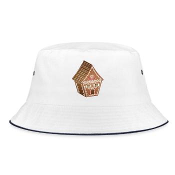 beautifully decorated gingerbread house for Christmas - Bucket Hat - white/navy - Front