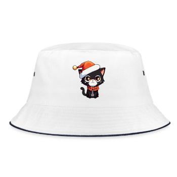 Chat kawaii avec chapeau de père Noël chaton mignon - Bob - blanc/marine - Devant