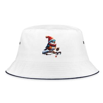 Sweet, small and friendly Christmas bird - Bucket Hat - white/navy - Front
