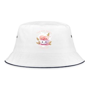 Tea and Cakes T-Shirt Sweet Cake Kawaii - Bucket Hat - white/navy - Front