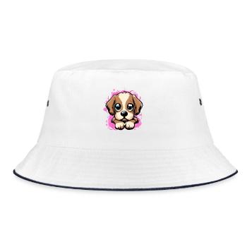 Cute Dog - Bucket Hat - Weiß/Navy - Vorne