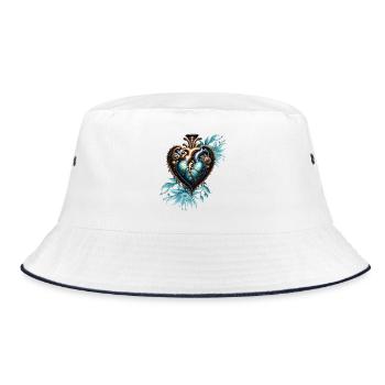 Wonderful and elegant steampunk heart. - Bucket Hat - white/navy - Front