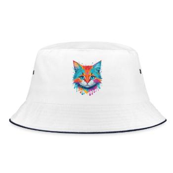Cute Cat - Bucket Hat - white/navy - Front