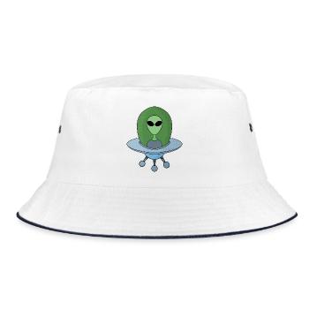 Alien in his little spaceship - Bucket Hat - white/navy - Front