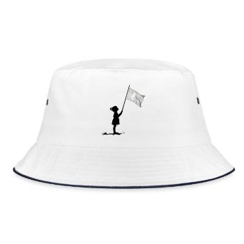 Friedenstaube Flaggenmotiv - Bucket Hat - Weiß/Navy - Vorne