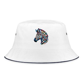 Zebra - Bucket Hat - Weiß/Navy - Vorne