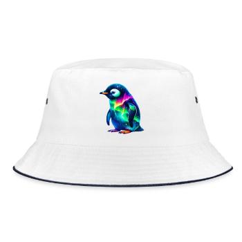 Aurora Borealis Penguin - Bucket Hat - white/navy - Front